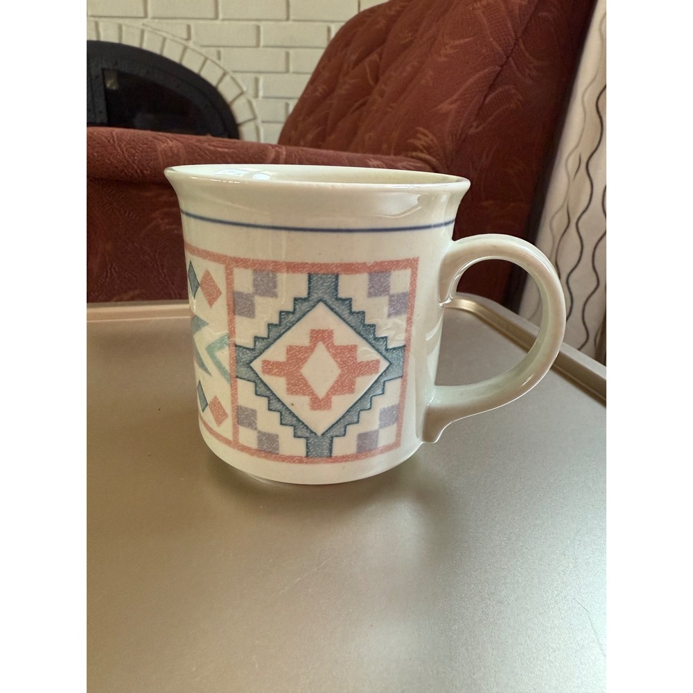 Vintage Otagiri Japan Southwestern  Aztec Quilt Pastel Ceramic 1980's